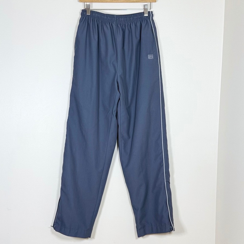 Vintage Wilson Womens Track Pants Size M Gray Lined Zip Ankle Y2K Windbreaker